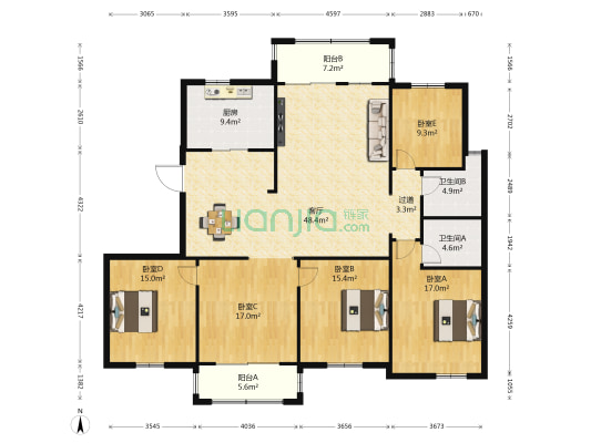 柏悦澜庭 5室1厅2卫 180平方