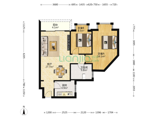 义学路10号 2室1厅1卫 82平方