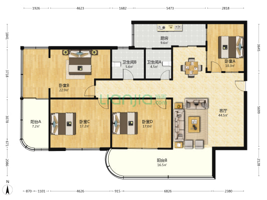 地税局家属院（甘南路） 4室1厅2卫 194平方
