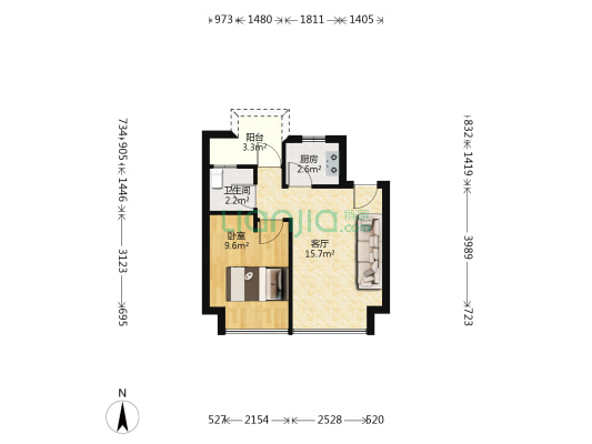 青年城邦园 1室1厅1卫 40平方