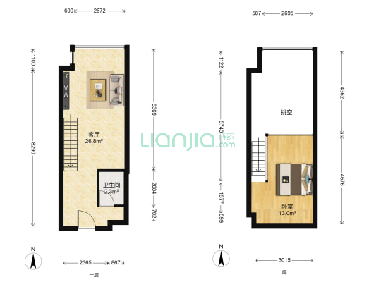 绿景美景广场 1室1厅1卫 48平方