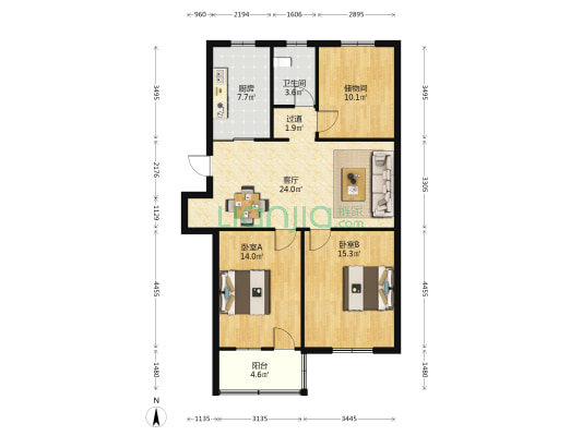 食品城小区 2室1厅1卫 97平方