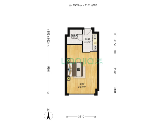 城市花园(常熟) 1室0厅1卫 44平方