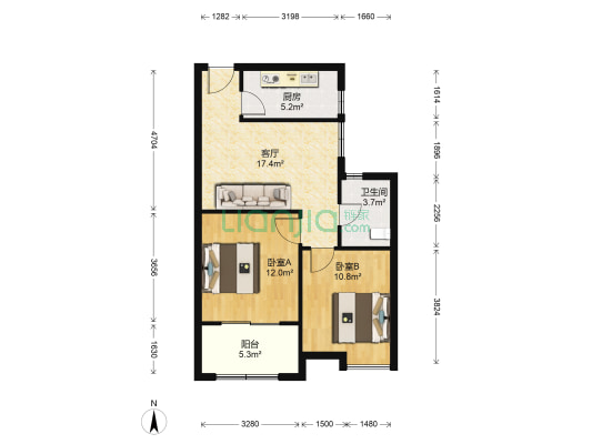 华庭南园 2室1厅1卫 66平方