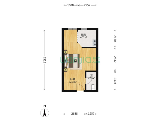 紫东国际 1室0厅1卫 42平方