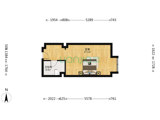 广进国际商业中心 1室0厅1卫 43平方