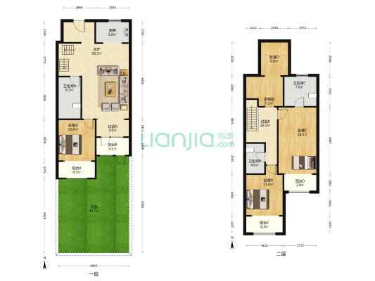 南北通透四居室 精装修 采光视野好 带40多平花园-户型图