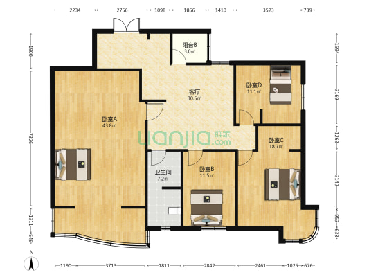 新世纪 4室1厅1卫 168平方