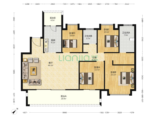 融创九樾府御玺 4室1厅2卫 171平方
