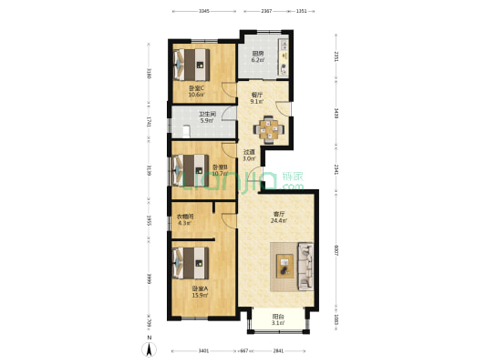 御华郡 3室2厅1卫 122平方