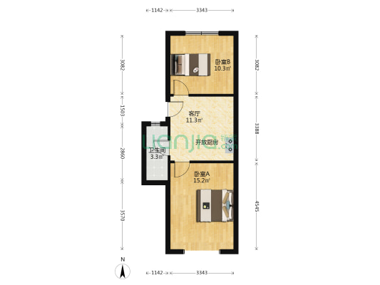 信福里 2室1厅1卫 52平方