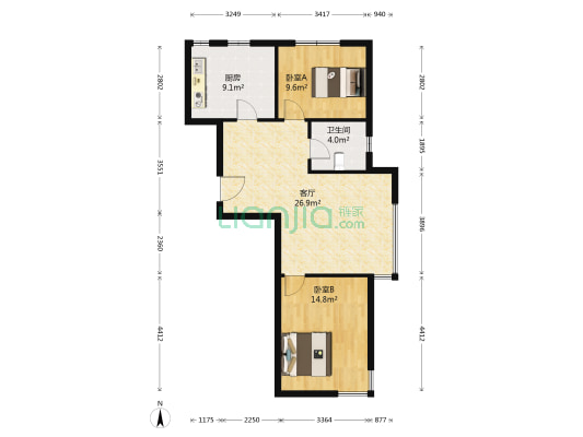 沈铁胜利佳园 2室1厅1卫 96平方