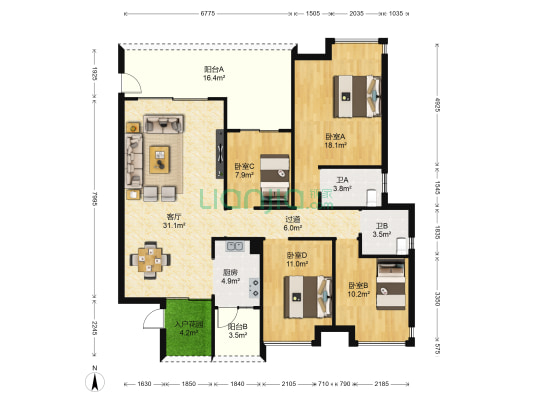 三水·帝景湾 4室1厅2卫 147平方