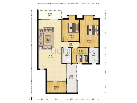 粤顺豪庭第三期 3室1厅2卫 143平方