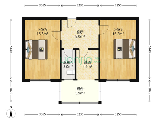 师范街47号 2室1厅1卫 65平方
