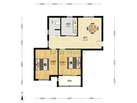 东麟苑 2室1厅1卫 87平方