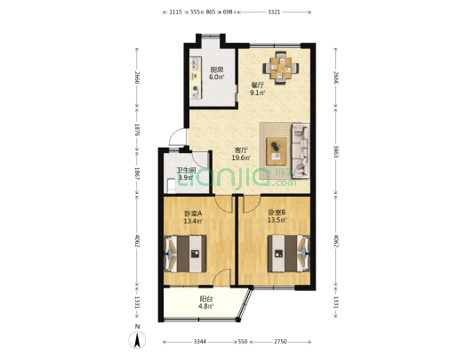 水南街323号 2室2厅1卫 85平方