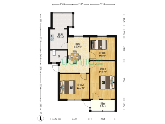 农大第一生活区 3室1厅1卫 75平方