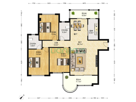 中骏蓝湾半岛 3室1厅2卫 138平方
