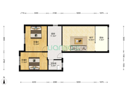东西大街东一段99号 2室1厅1卫 86平方