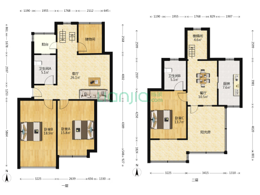 甫澄熙岸一期 3室2厅2卫 122平方