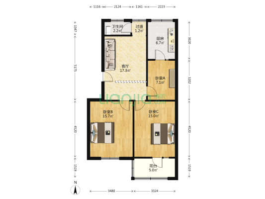 红龙庙小区 3室1厅1卫 84平方