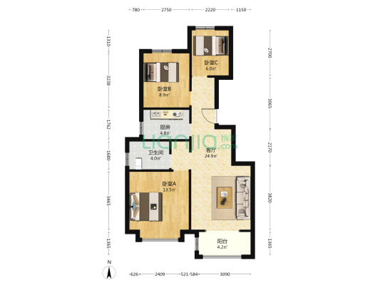 碧樾园 3室1厅1卫 91平方