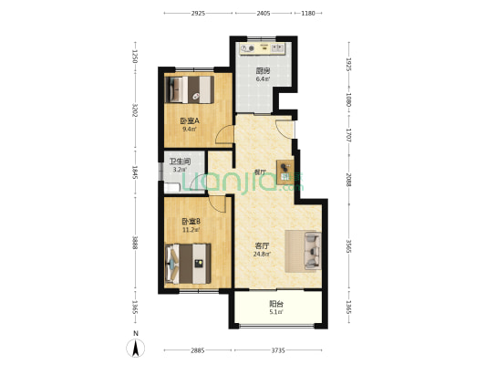 水韵华庭 2室1厅1卫 82平方