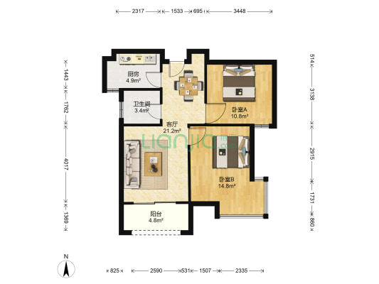 御景嘉苑 2室1厅1卫 82平方