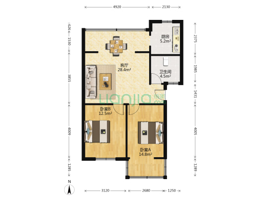 中山大道南一段63号 2室1厅1卫 77平方