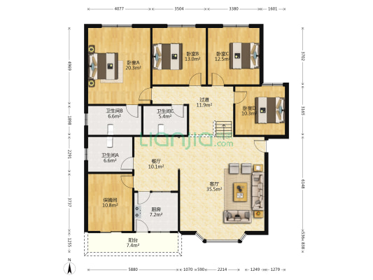 迎春路三段86号 4室2厅3卫 178平方
