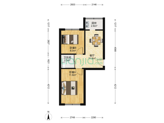 东荣家园一期 2室1厅1卫 53平方
