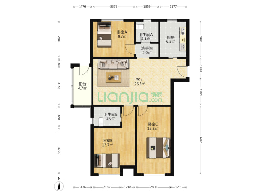 国耀·紫溪悦庭 3室1厅3卫 117平方
