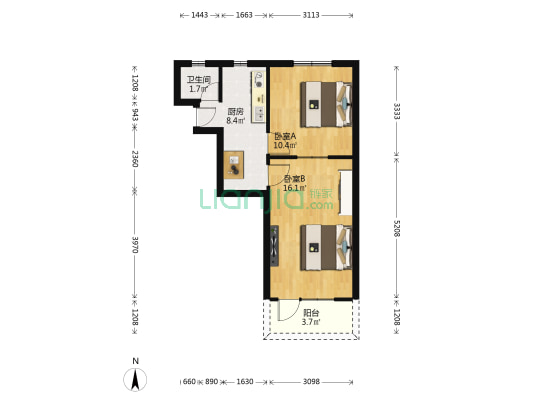 常德路958弄 2室0厅1卫 50平方
