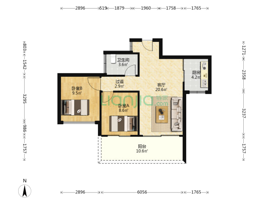 星河山海半岛 2室1厅1卫 76平方