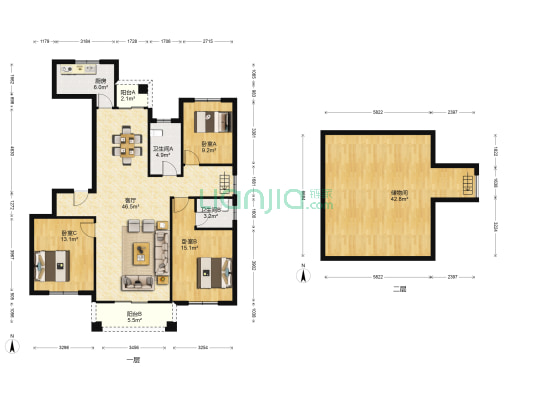 旺江壹品 3室1厅2卫 139平方
