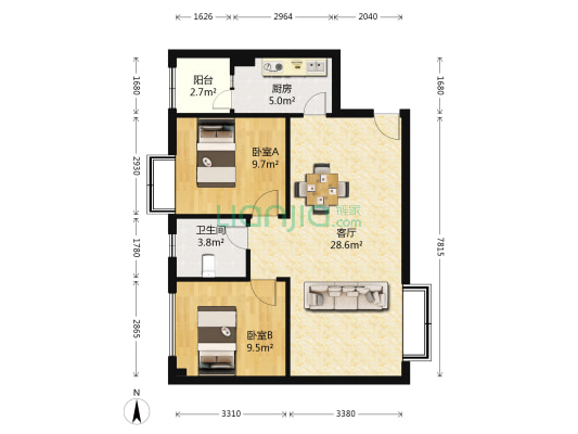尚城逸品 2室1厅1卫 74平方