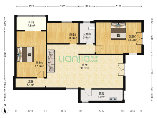 卫民巷25号 3室1厅1卫 102平方