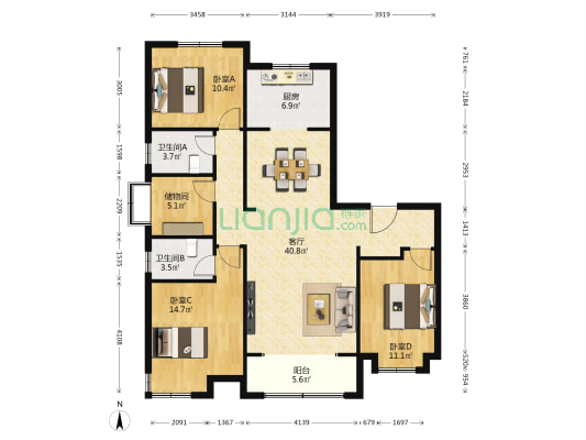 鑫苑御泉湾 3室1厅2卫 143平方