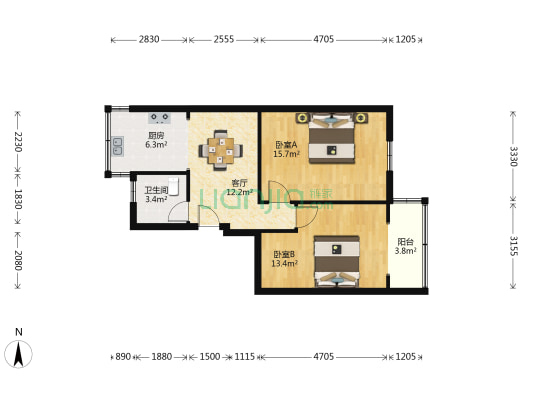 西康路 2室1厅1卫 66平方
