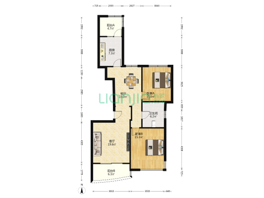 泰府名邸 2室2厅1卫 119平方