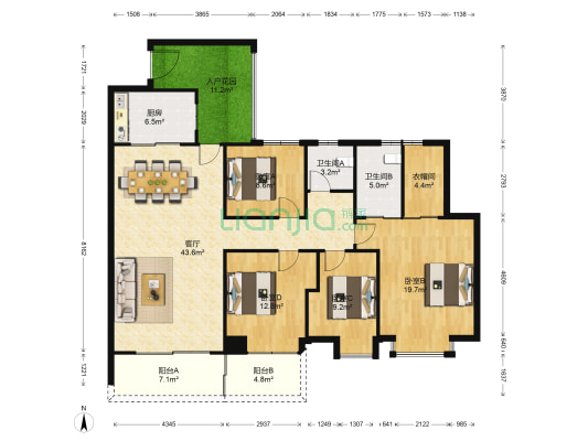 美林玉桂山 4室1厅2卫 143平方
