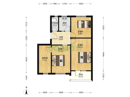 中原东路8号 3室0厅1卫 86平方