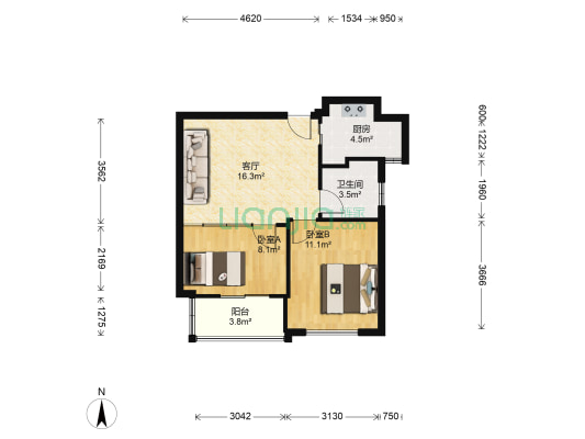 保亿风景九园 2室1厅1卫 68平方
