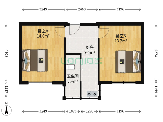 民乐街（胜利桥北商圈） 2室0厅1卫 51平方