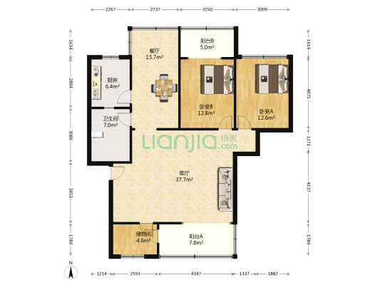 致祥路44号 2室2厅1卫 133平方
