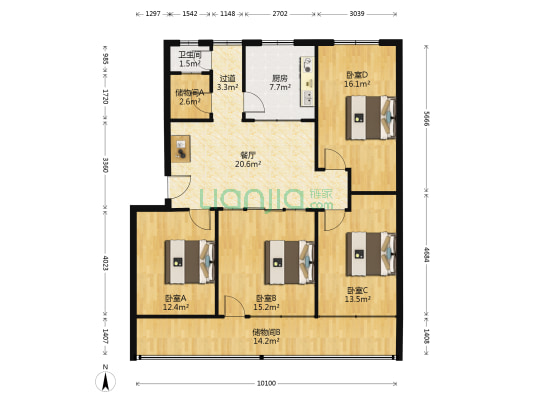 水产东院 4室1厅1卫 140平方