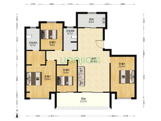 顺昌府 4室1厅2卫 145平方