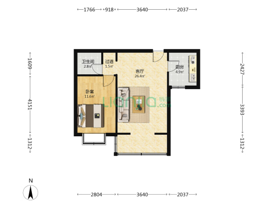 吉隆公寓 1室1厅1卫 70平方