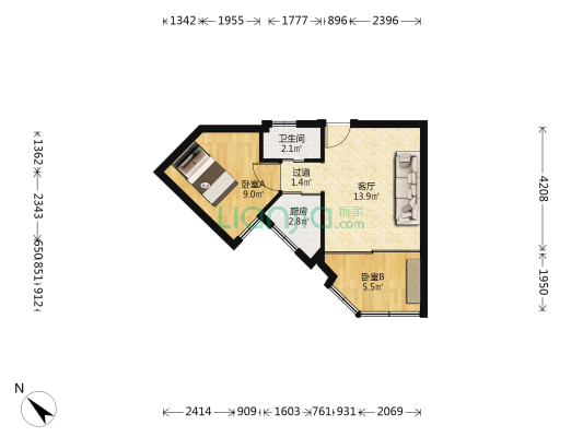 南箕花苑 2室1厅1卫 45平方